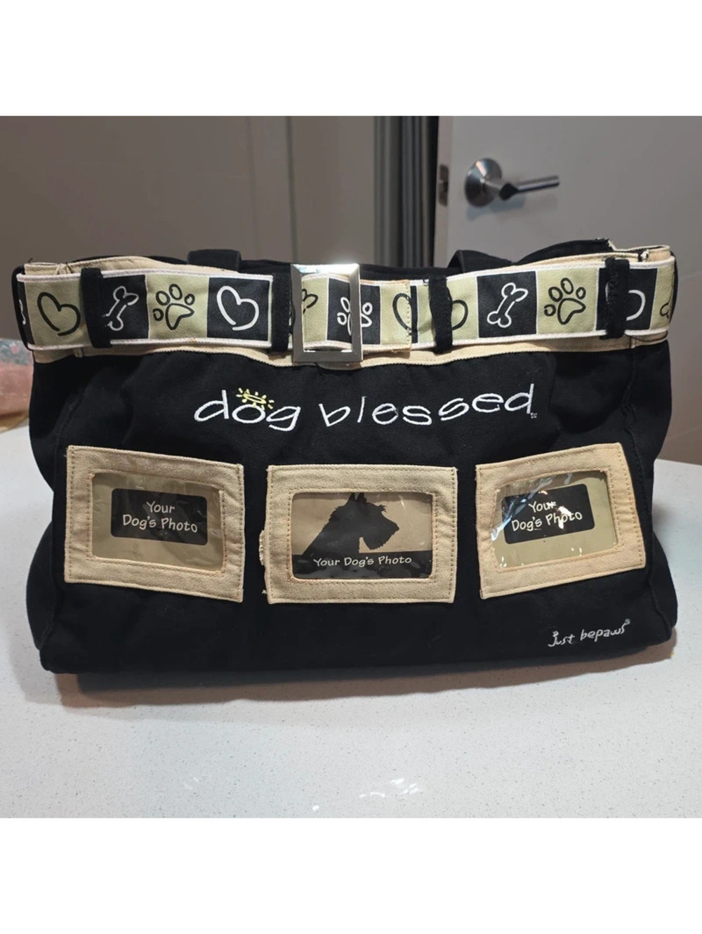 Just BePaws Dog Blessed Canvas Tote Bag with Photo Frames